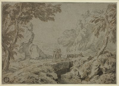 Landscape with Satyr, Goats and Other Figures by Abraham Genoels II