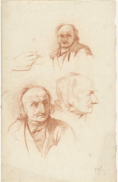 Three Studies of the Head of an Old Man and a Hand by Abraham Johannes Ruytenschildt