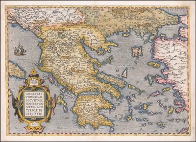 1584 Map of Greece and the Aegean Sea by Abraham Ortelius