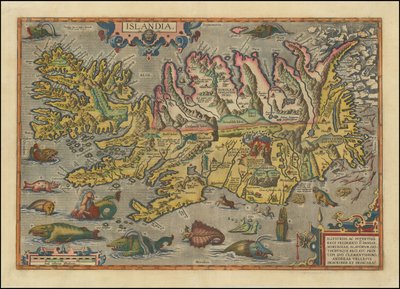 1591 Map of Iceland by Abraham Ortelius