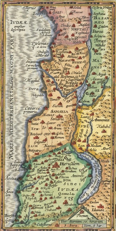1624 Detail Map of the Holy Land by Abraham Ortelius