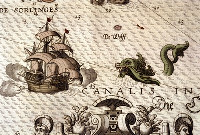 A marine monster attacking a galleon (detail) by Abraham Ortelius