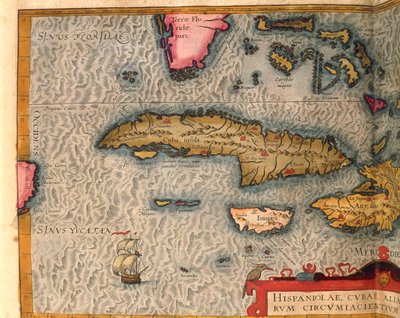 Map of Cuba and Jamaica from Theatrum Orbis Terrarum by Abraham Ortelius