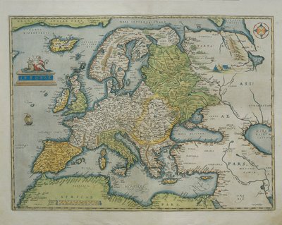 Map of Europe, from Theatrum Orbis Terrarum by Abraham Ortelius