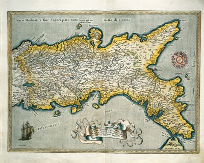 Map of the Kingdom of Naples, Italy, from Theatrum Orbis Terrarum by Abraham Ortelius