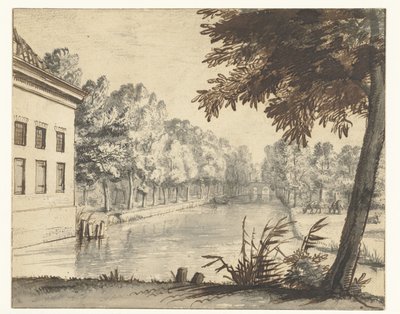 View over a Canal with an Estate by Abraham Rutgers (attributed to)