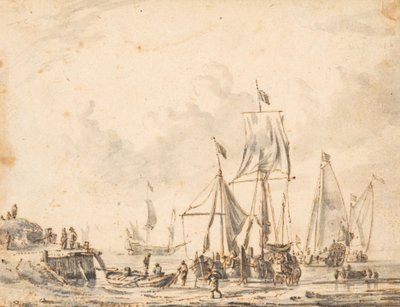 Ships at a Dock by Abraham Storck