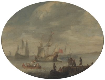 Armed Merchantmen off the Dutch Coast Preparing to Set Sail by Abraham de Verwer