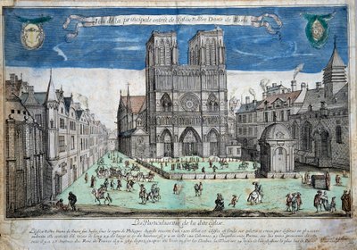 View of the parvis Notre-Dame in Paris, Engraving by Abraham Van Merlen, 1640 by Abraham van Merlen