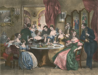 The Tea Party by Achille (after) Deveria