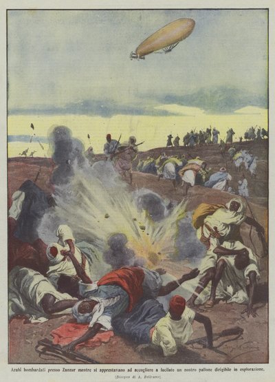 Arabs Bombarded Near Zanzur While Preparing to Shoot at Our Balloon by Achille Beltrame