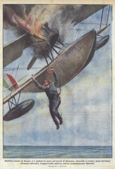 From the burning seaplane he threw himself into the sea near Syracuse, managing to stay almost by Achille Beltrame