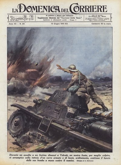 During an Assault on a Fort in Front of Tobruk, One of Our Soldiers, to Better Strike by Achille Beltrame