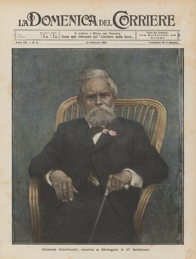 Giosue Carducci, Died in Bologna on February 15 by Achille Beltrame