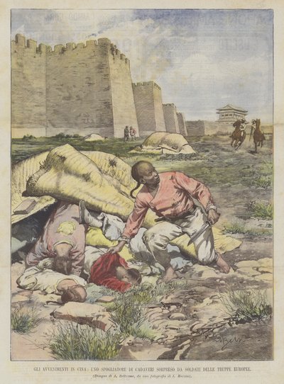 The Events in China, A Body Robber Caught by European Troops by Achille Beltrame