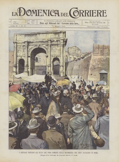 The Sovereigns Visit the Excavations of the Roman Forum on the 2653rd Anniversary of Rome by Achille Beltrame