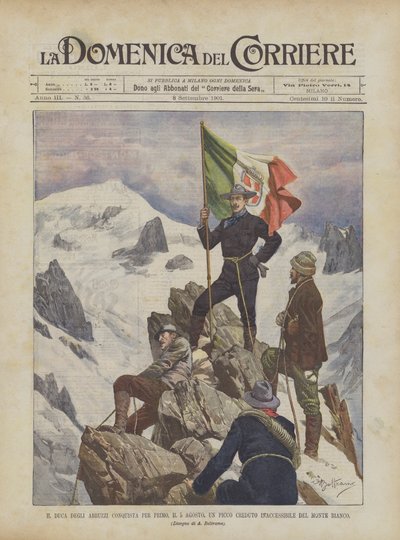 The Duke of the Abruzzi First Conquers, on August 5, a Peak Believed to be Inaccessible on Mont Blanc by Achille Beltrame