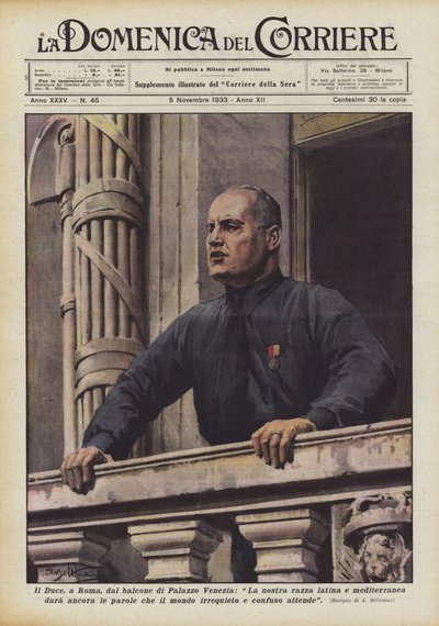 The Duce in Rome from the Balcony of Palazzo Venezia by Achille Beltrame