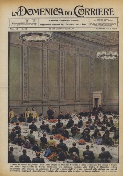The Duce Hosted a Lunch in the Sala Regia of Palazzo Venezia for About Seven Hundred Workers by Achille Beltrame