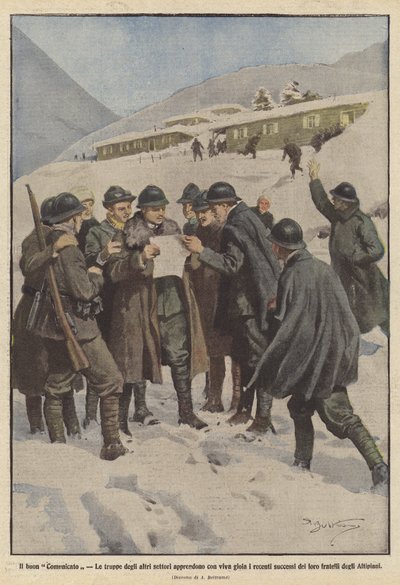 The Good Communiqué, The Troops of Other Sectors Learn with Great Joy the Recent Successes by Achille Beltrame