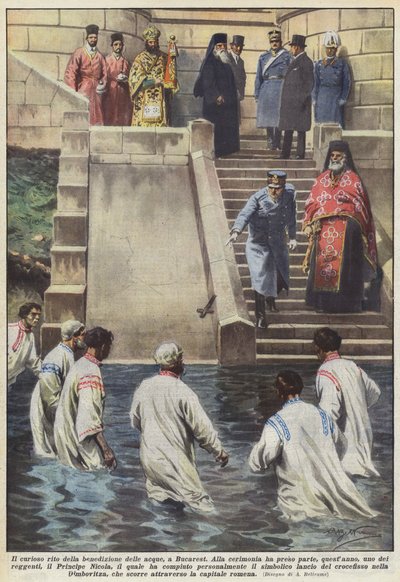 The curious rite of the blessing of the waters in Bucharest by Achille Beltrame