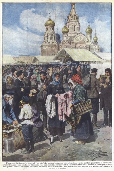 The Regression in Russia, Returning to Barter by Achille Beltrame