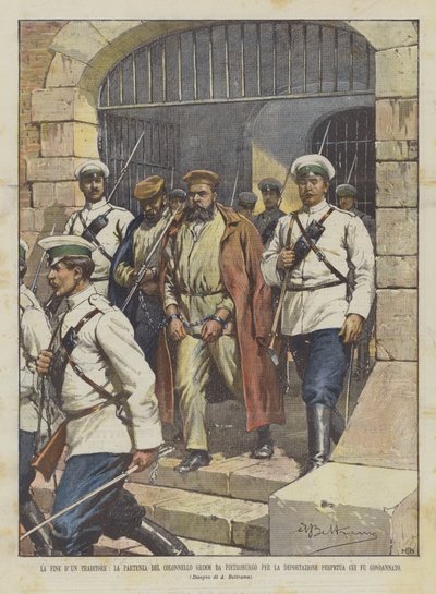 The End of a Traitor, The Departure of Colonel Grimm from St. Petersburg for Deportation by Achille Beltrame
