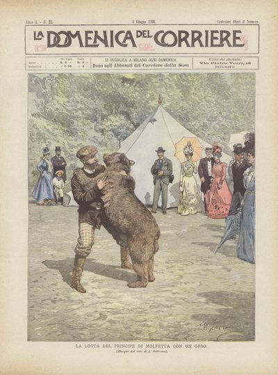 The Fight of the Prince of Molfetta with a Bear by Achille Beltrame
