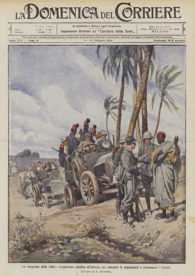 The Conquest of Libya, Peaceful Reconnaissance to Befriend the Populations and Recognize the Places by Achille Beltrame