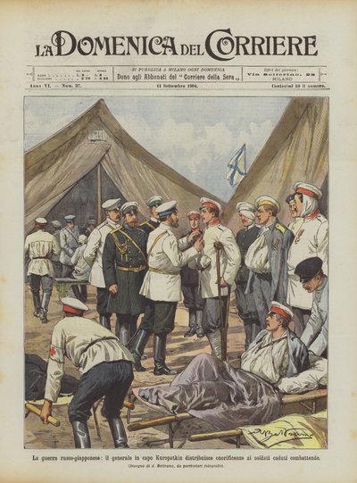 The Russo-Japanese War, General Kuropatkin Distributes Honors to Soldiers Who Fell in Combat by Achille Beltrame