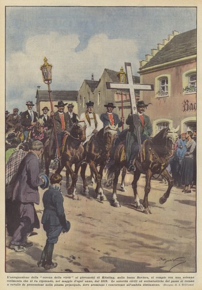 The Awarding of the Crown of Virtue to the Young Men of Kotzling in Lower Bavaria by Achille Beltrame