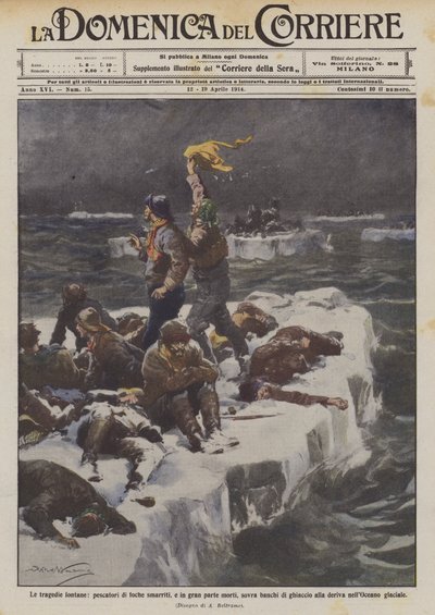 Distant Tragedies, Seal Hunters Lost and Mostly Dead on Ice Floes by Achille Beltrame