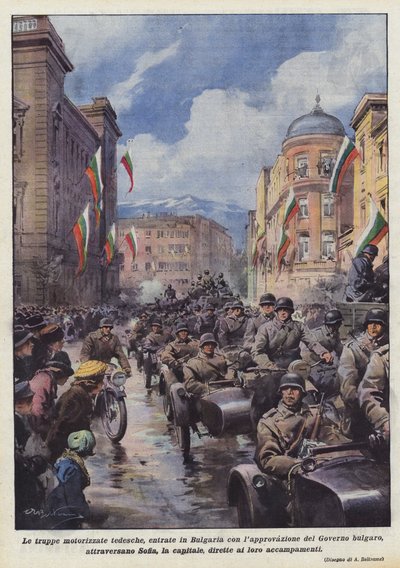 The German Motorized Troops Entered Bulgaria with the Approval of the Bulgarian Government by Achille Beltrame