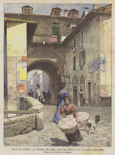 Disappearing Milan, the Pusterla dei Fabbri as It Was Before Its Controversial Demolition by Achille Beltrame