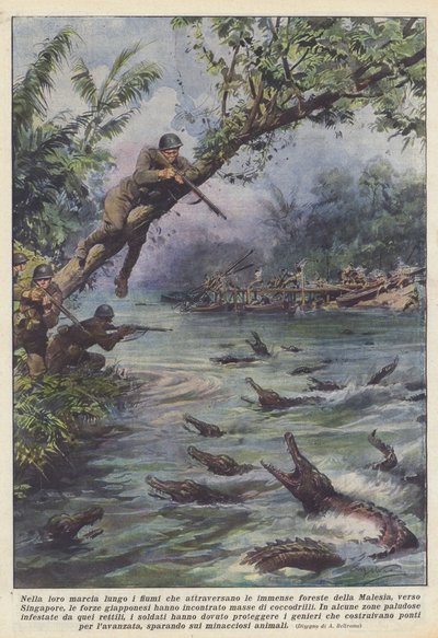 In Their March Along the Rivers Crossing the Vast Forests of Malaysia by Achille Beltrame