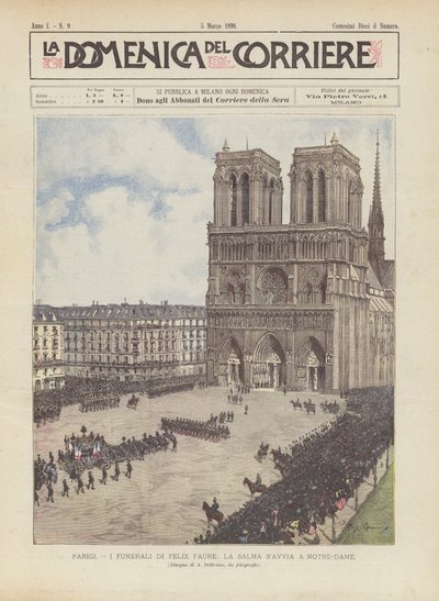 Paris, The Funeral of Felix Faure, The Body Heads to Notre-Dame by Achille Beltrame