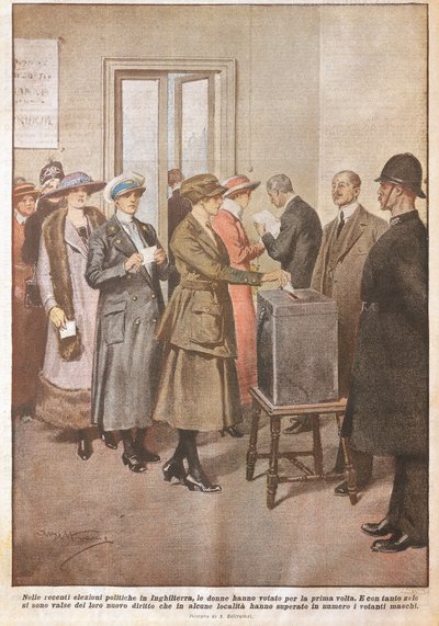 Political Elections in England: Women Voting for First Time by Achille Beltrame