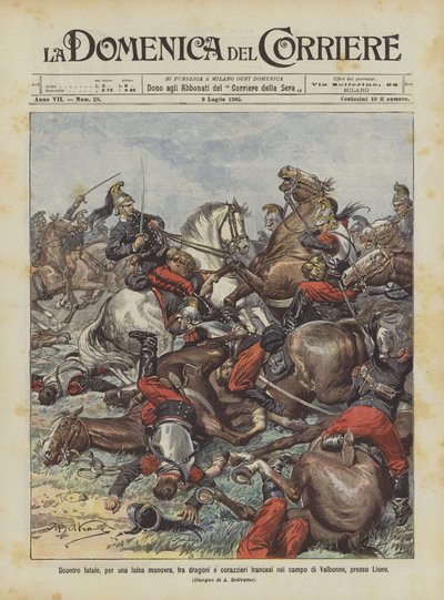Fatal Collision Due to a False Maneuver Between French Dragoons and Cuirassiers in the Valbonne Camp Near Lyon by Achille Beltrame