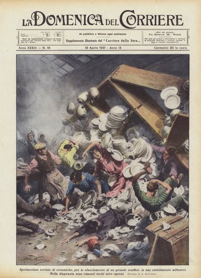 Spectacular Collapse of Ceramics Due to the Breaking of a Large Shelf in a Milanese Factory by Achille Beltrame