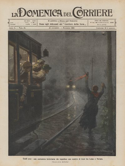 Humble Heroes, a Railway Crossing Keeper Prevents a Train Collision Between Luino and Novara by Achille Beltrame