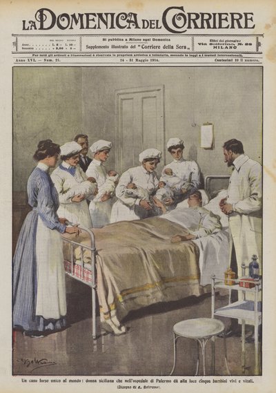 A Possibly Unique Case in the World, Sicilian Woman Gives Birth to Five Children in Palermo Hospital by Achille Beltrame