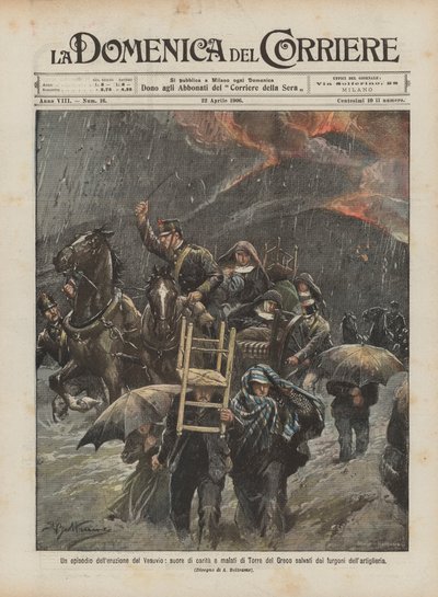 An Episode of the Eruption of Vesuvius, Sisters of Charity and Patients of Torre del Greco Saved by Achille Beltrame