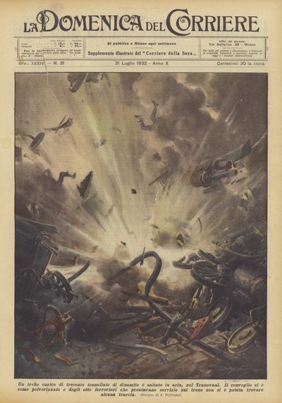 A Train Loaded with Three Hundred Tons of Dynamite Exploded in the Transvaal by Achille Beltrame