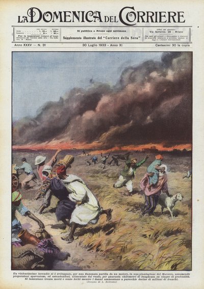 A Very Violent Fire Started by a Flame from an Engine by Achille Beltrame