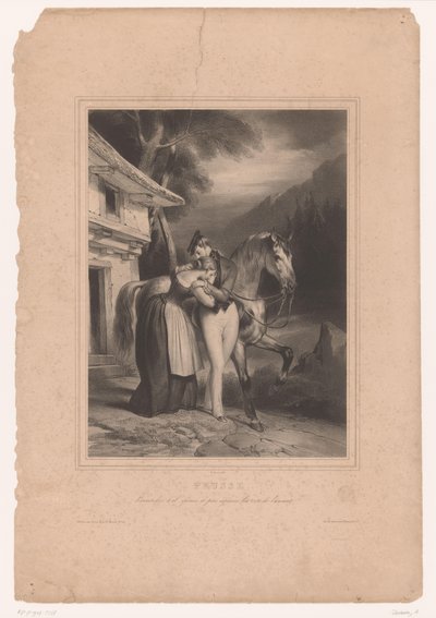 Prussian Soldier Bidding Farewell to His Wife by Achille Devéria