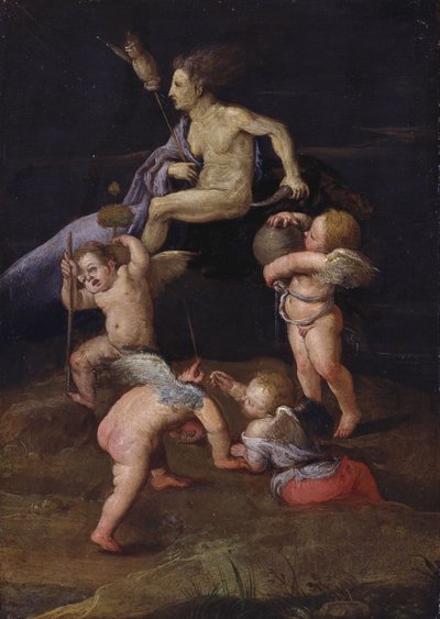 Witch Riding Backwards on a Goat by Adam Elsheimer