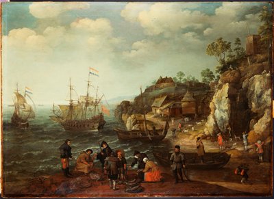 Coastal Scene with Fishermen and Huntsmen on the Shore by Adam Willaerts
