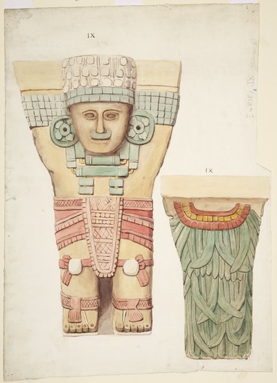 Caryatid IX, showing front and back views (back view at smaller scale) by Adela Breton