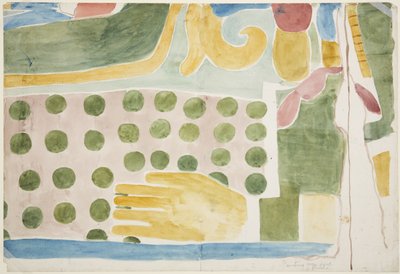 Painting of part of a mural depicting human sacrifice from over the inner door, inner chamber, Upper Temple of the Jaguars, Chichen Itza by Adela Breton