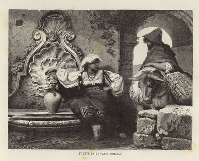 Fountain in a Roman Courtyard by Adolf Closs